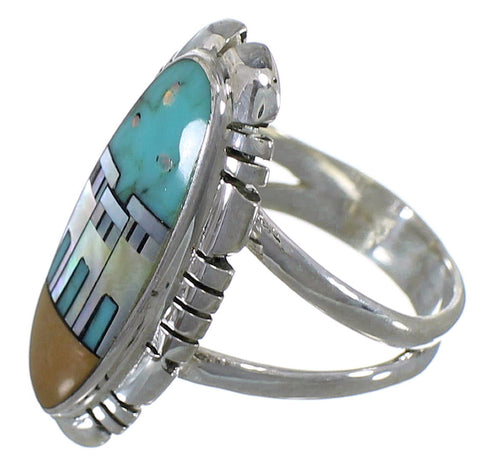 Multicolor Native American Pueblo Design Ring Size 5-1/2 TX45831